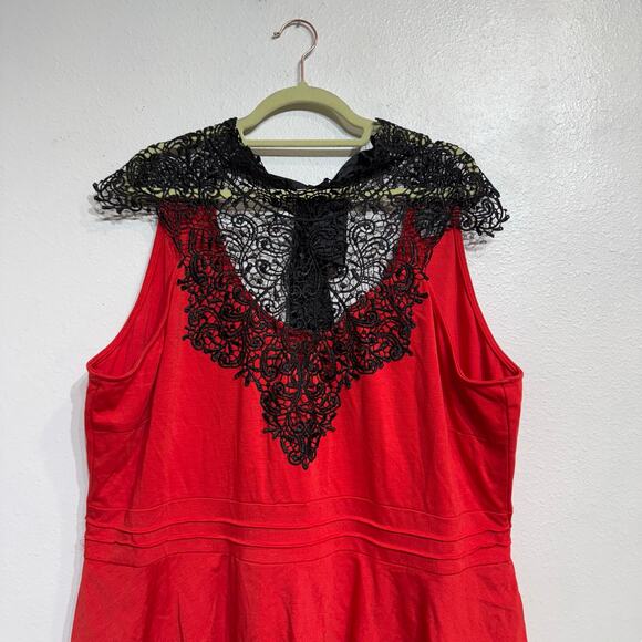 Dots Red Lace Peplum Midi Dress Sz 3X - Picture 2 of 11